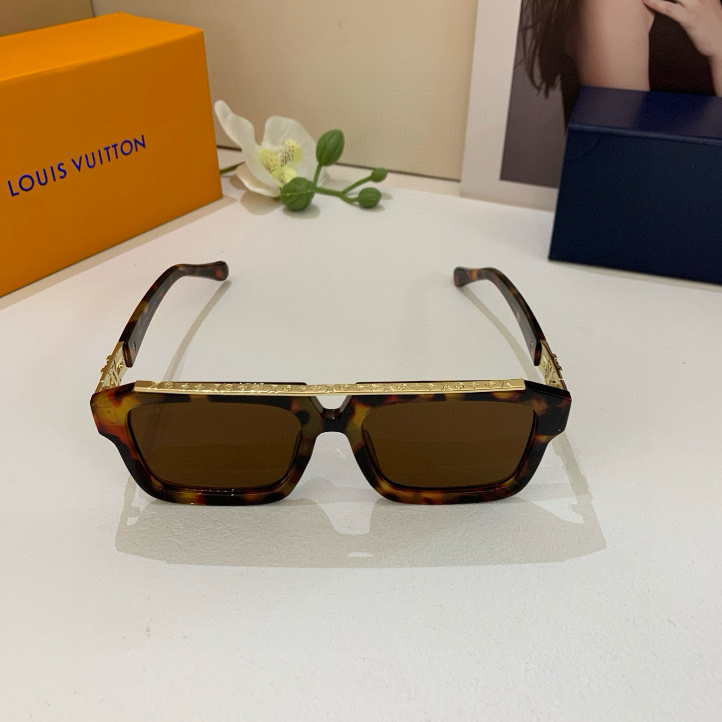 LOUIS VUITTON ルイヴィトン メガネ フレーム 大きめ サングラス メンズ レディース ブラック ブラウン 35 - 画像 5