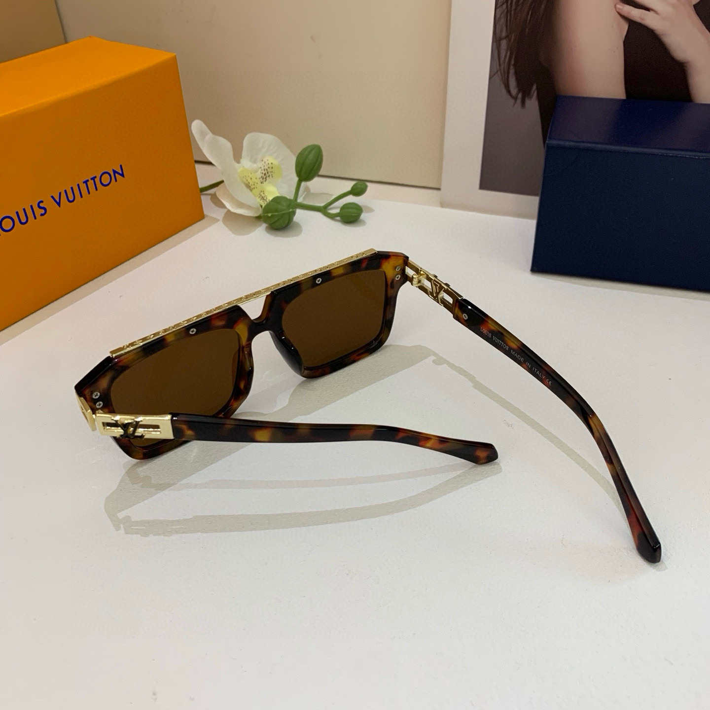 LOUIS VUITTON ルイヴィトン メガネ フレーム 大きめ サングラス メンズ レディース ブラック ブラウン 35 - 画像 6