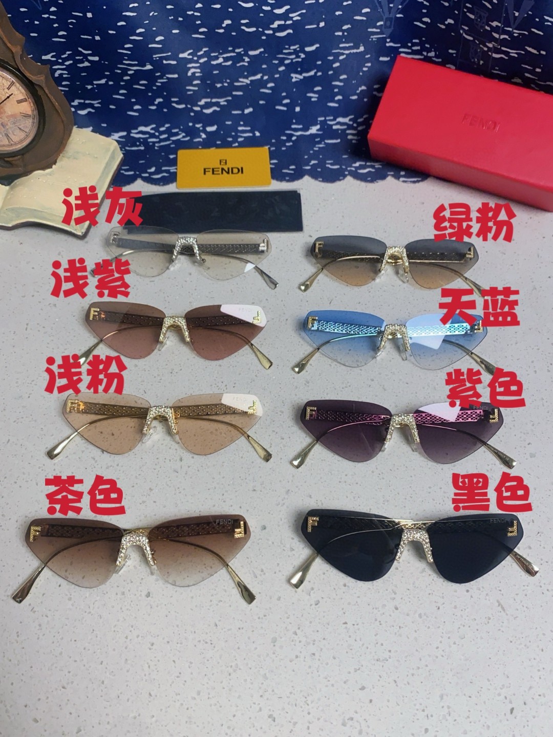 FENDI フェンディ サングラス フレームレス キャットアイ レディース 2025年新作 ファッション メタル シルバー ブラック 多色展開 - 画像 4