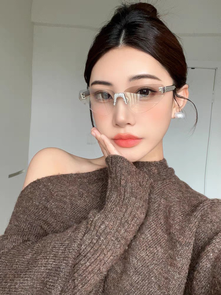 FENDI フェンディ サングラス フレームレス キャットアイ 字母F ディテール レディース 多色展開 - 画像 9