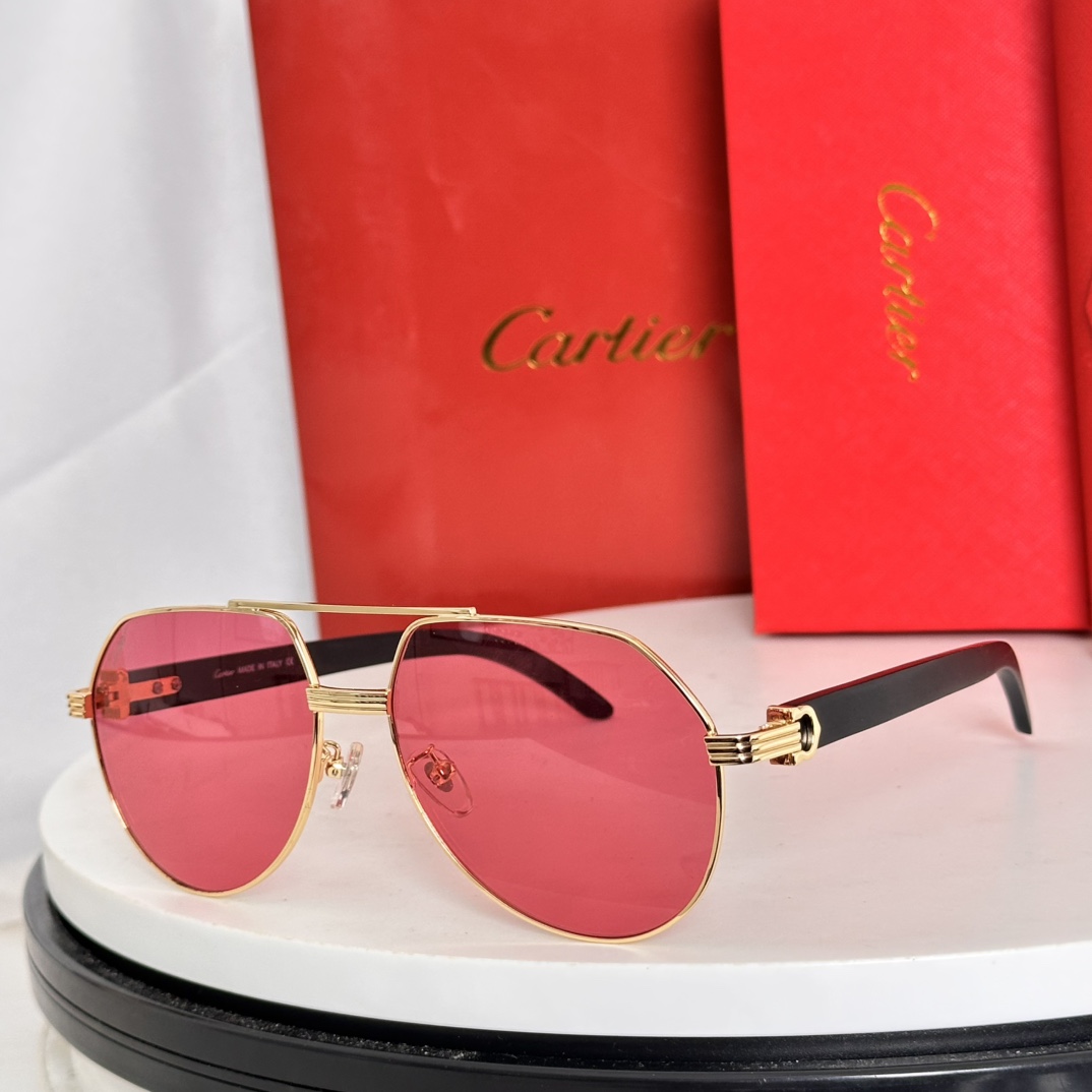 Cartier カルティエ サングラス CT0272 59口17-145 限定モデル メンズ ブラック レッド パープル 多色展開 - 画像 3