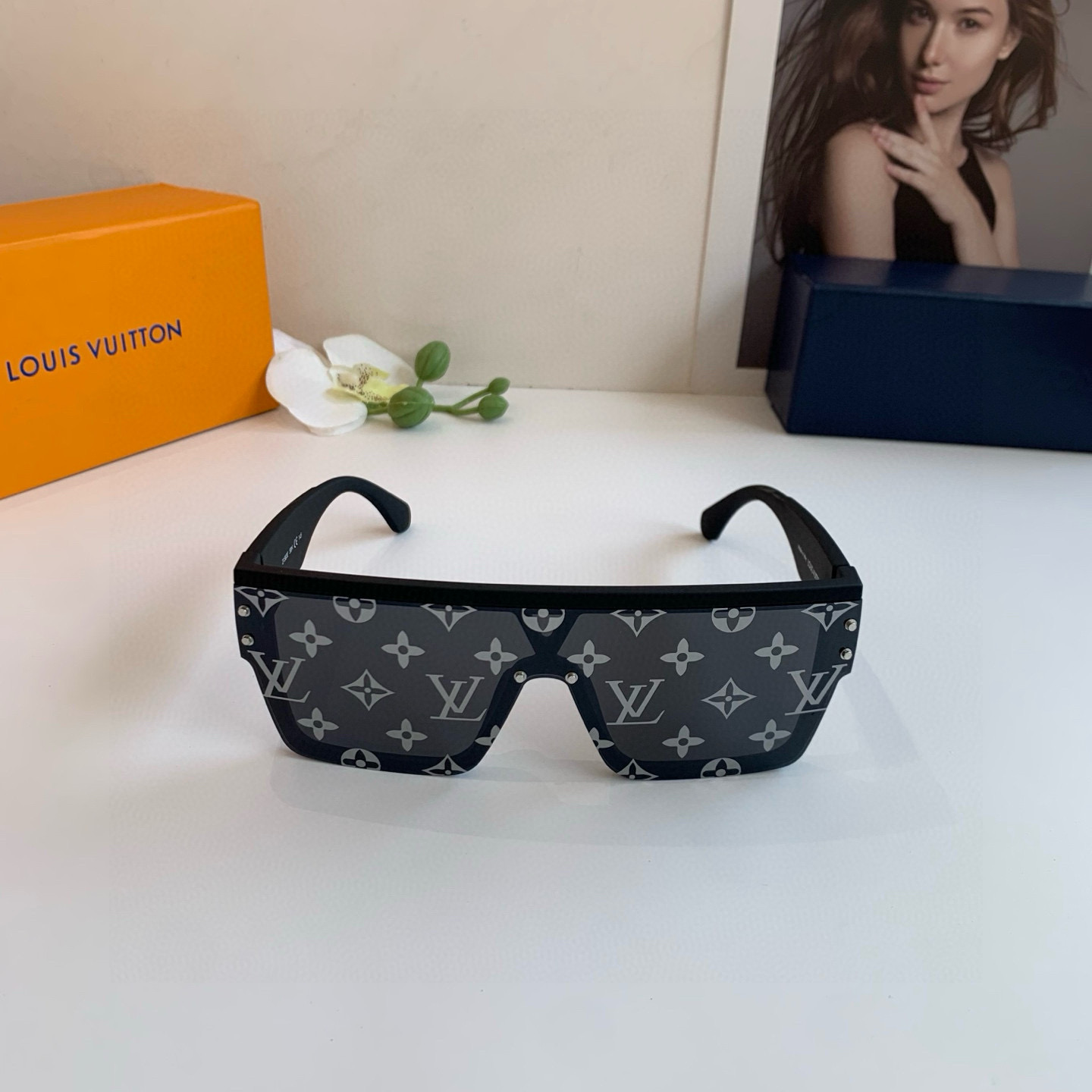 LOUIS VUITTON ルイヴィトン サングラス フレーム かっこいい メンズ レディース ブラック - 画像 4