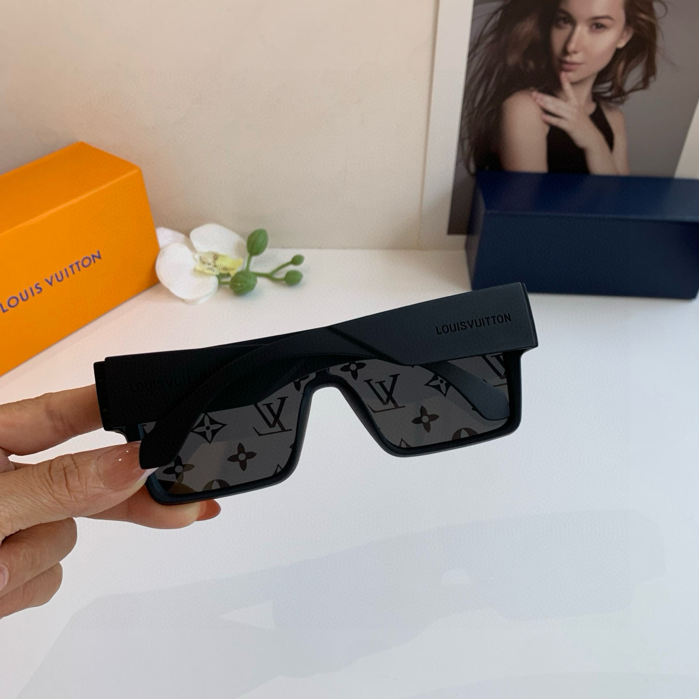 LOUIS VUITTON ルイヴィトン サングラス フレーム かっこいい メンズ レディース ブラック - 画像 5