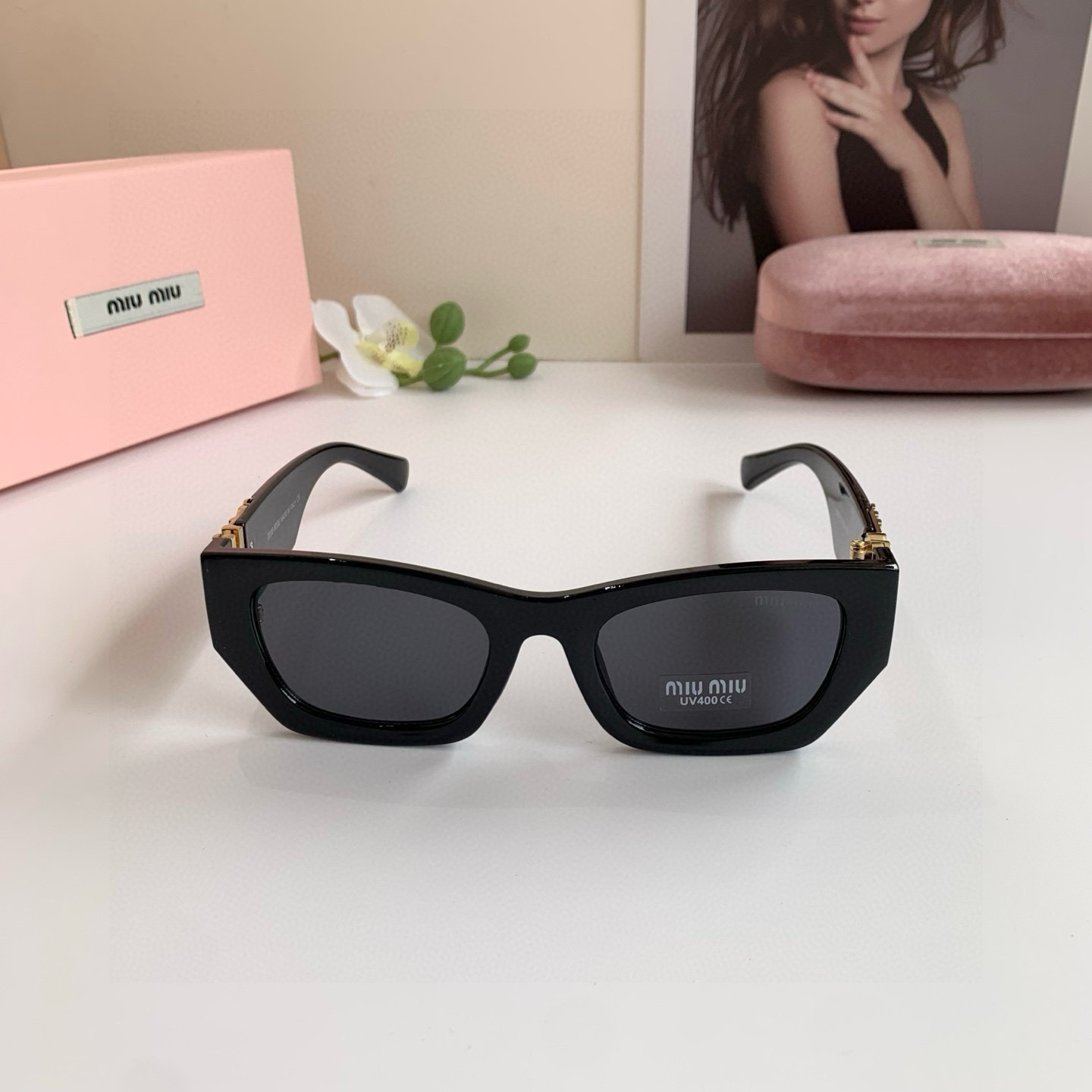 MIU MIU ミウミウ フレームサングラス 9638 52□23-140 UV400 通勤 メンズ レディース ブラック## - 画像 2