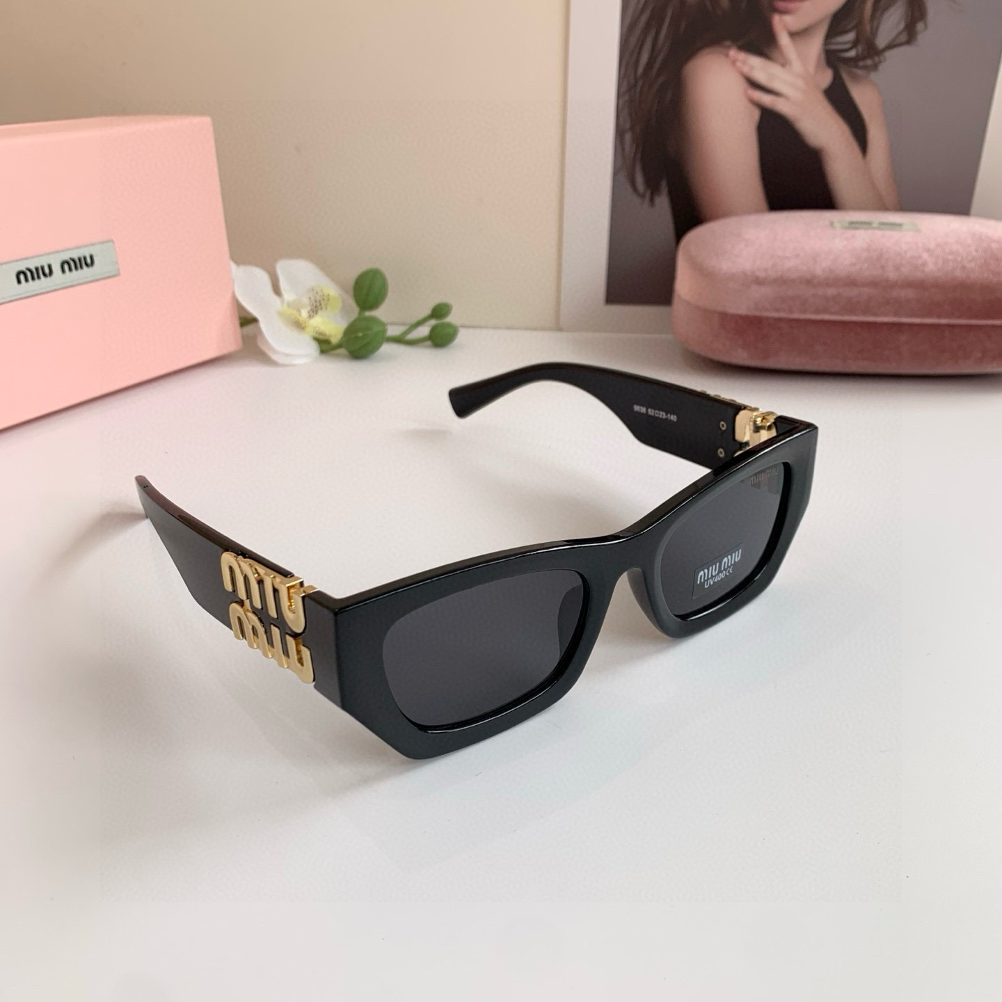 MIU MIU ミウミウ フレームサングラス 9638 52□23-140 UV400 通勤 メンズ レディース ブラック## - 画像 3