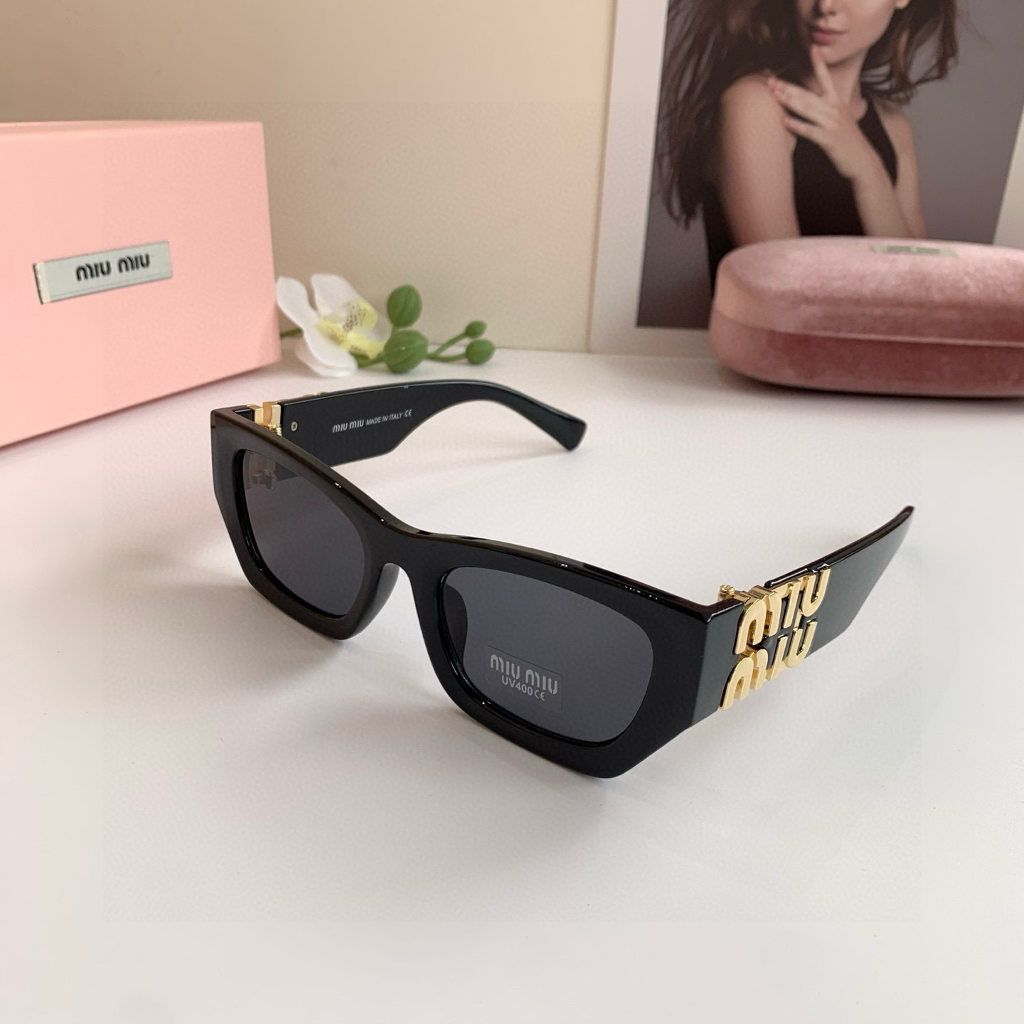 MIU MIU ミウミウ フレームサングラス 9638 52□23-140 UV400 通勤 メンズ レディース ブラック## - 画像 4