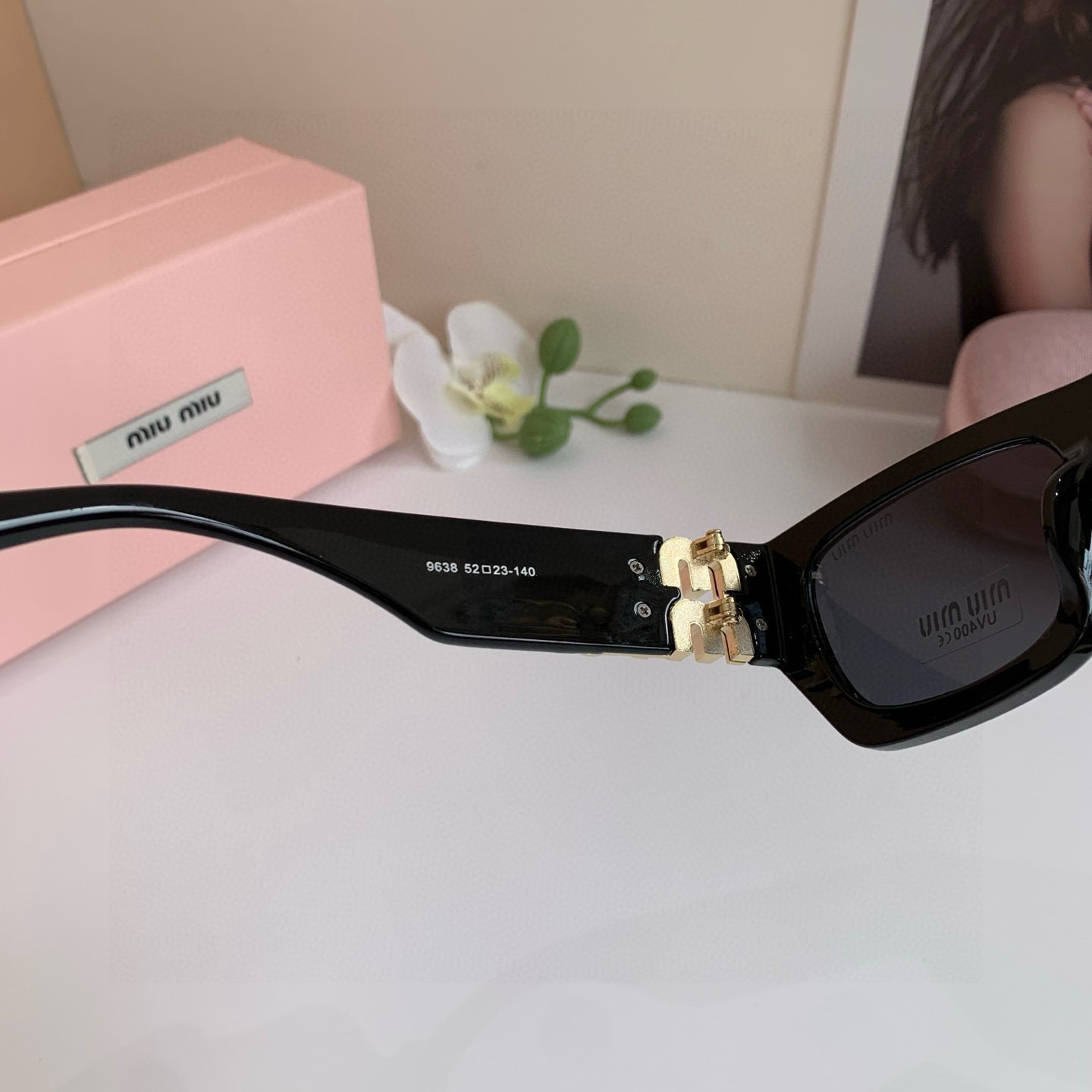 MIU MIU ミウミウ フレームサングラス 9638 52□23-140 UV400 通勤 メンズ レディース ブラック## - 画像 6