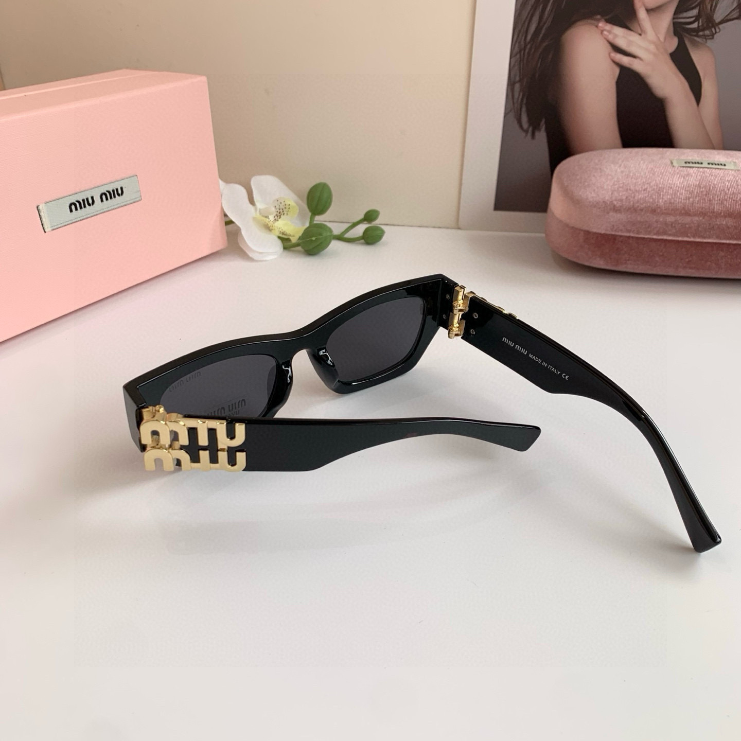 MIU MIU ミウミウ フレームサングラス 9638 52□23-140 UV400 通勤 メンズ レディース ブラック## - 画像 7