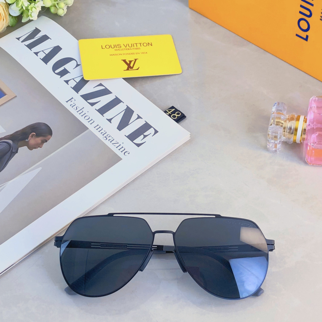 LOUIS VUITTON ルイヴィトン サングラス ステンレススチール フレーム メンズ ブラック - 画像 5