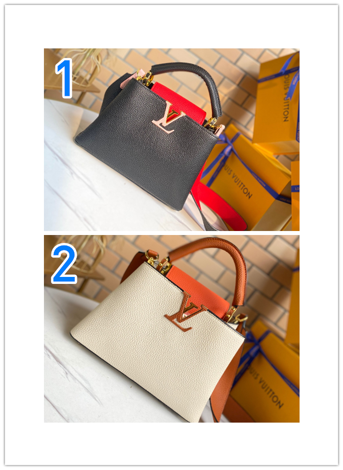 Louis Vuitton カプシーヌ BBバッ　ルイヴィトン　ブラック　ベージュ　SAC CAPUCINES BB　レザー　ショルダーバッグ