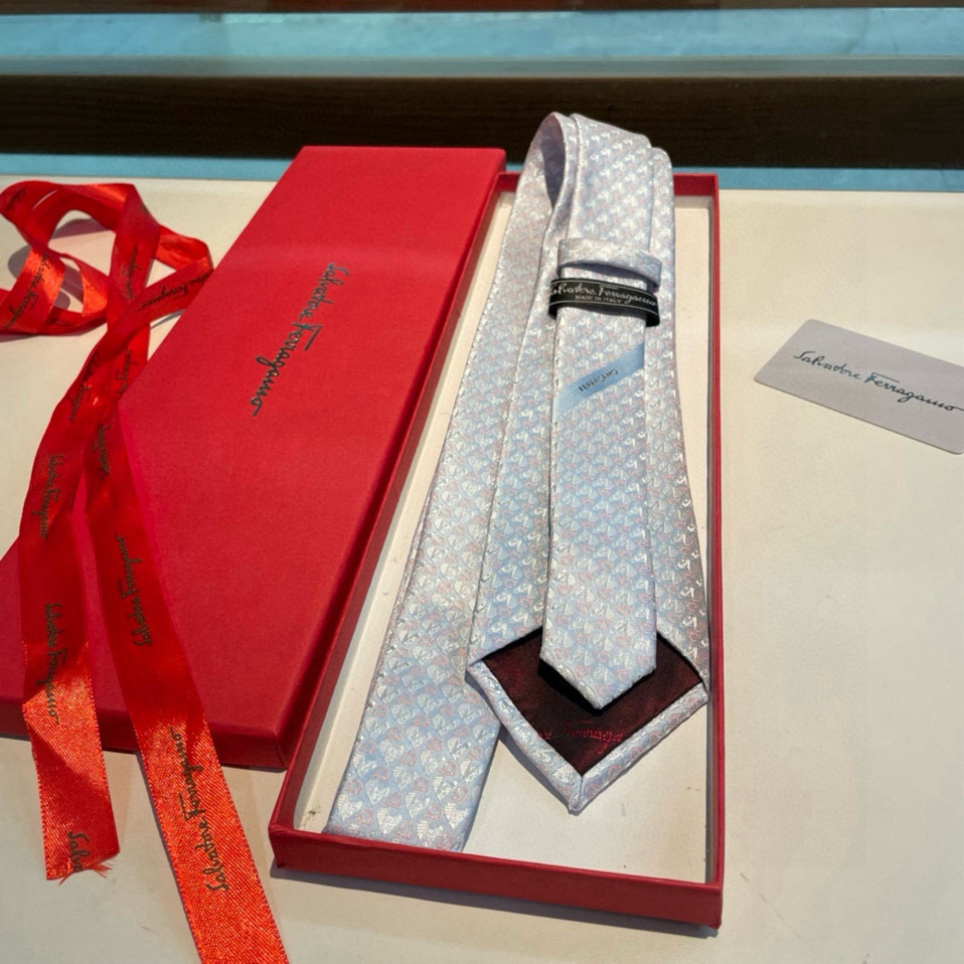 フェラガモ風 ネクタイ フェラガモ風 結婚式 ホスト 衣装 高級シルク調 光沢 水色 - 画像 3