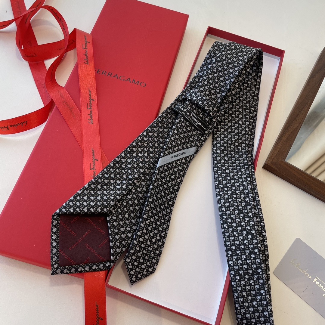 フェラガモ風 ネクタイ 結婚式 プレゼント 衣装 高級シルク調 光沢 ネイビー - 画像 3