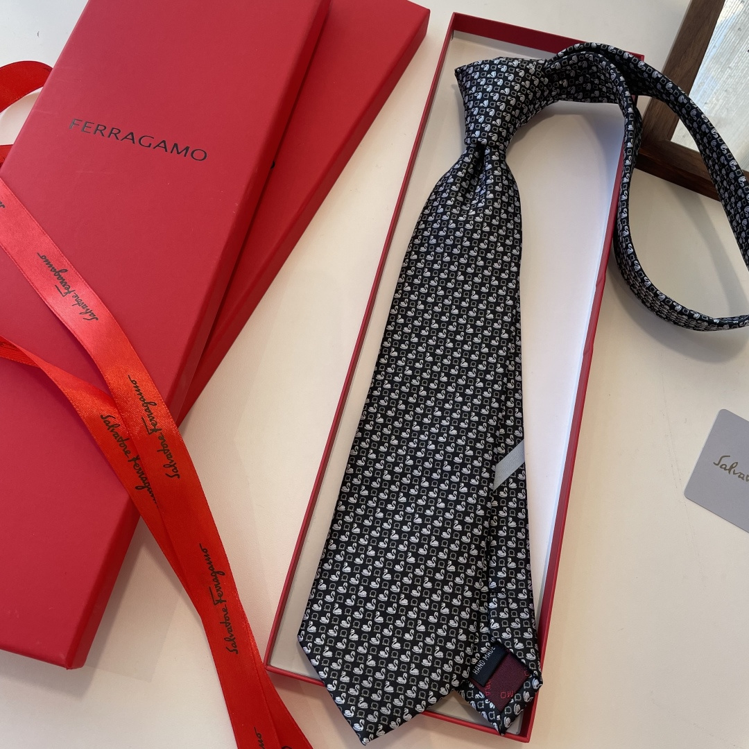 フェラガモ風 ネクタイ 結婚式 プレゼント 衣装 高級シルク調 光沢 ネイビー - 画像 6