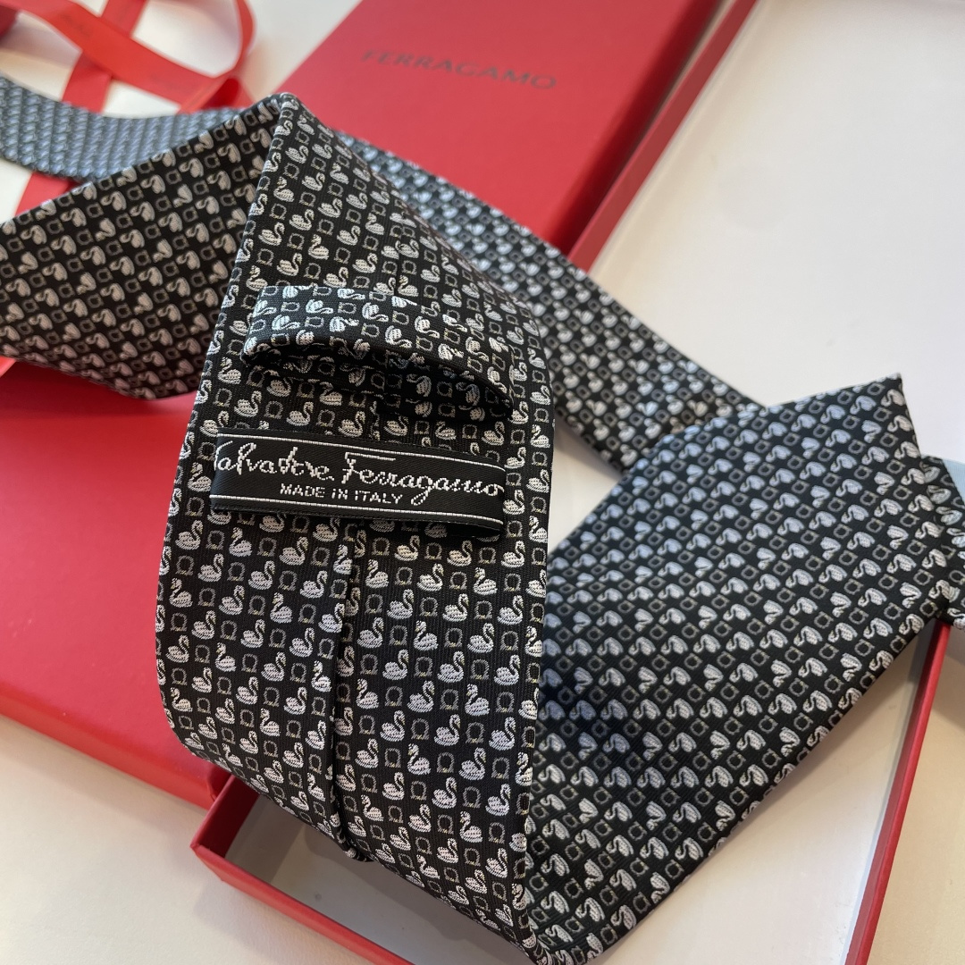 フェラガモ風 ネクタイ 結婚式 プレゼント 衣装 高級シルク調 光沢 ネイビー - 画像 8