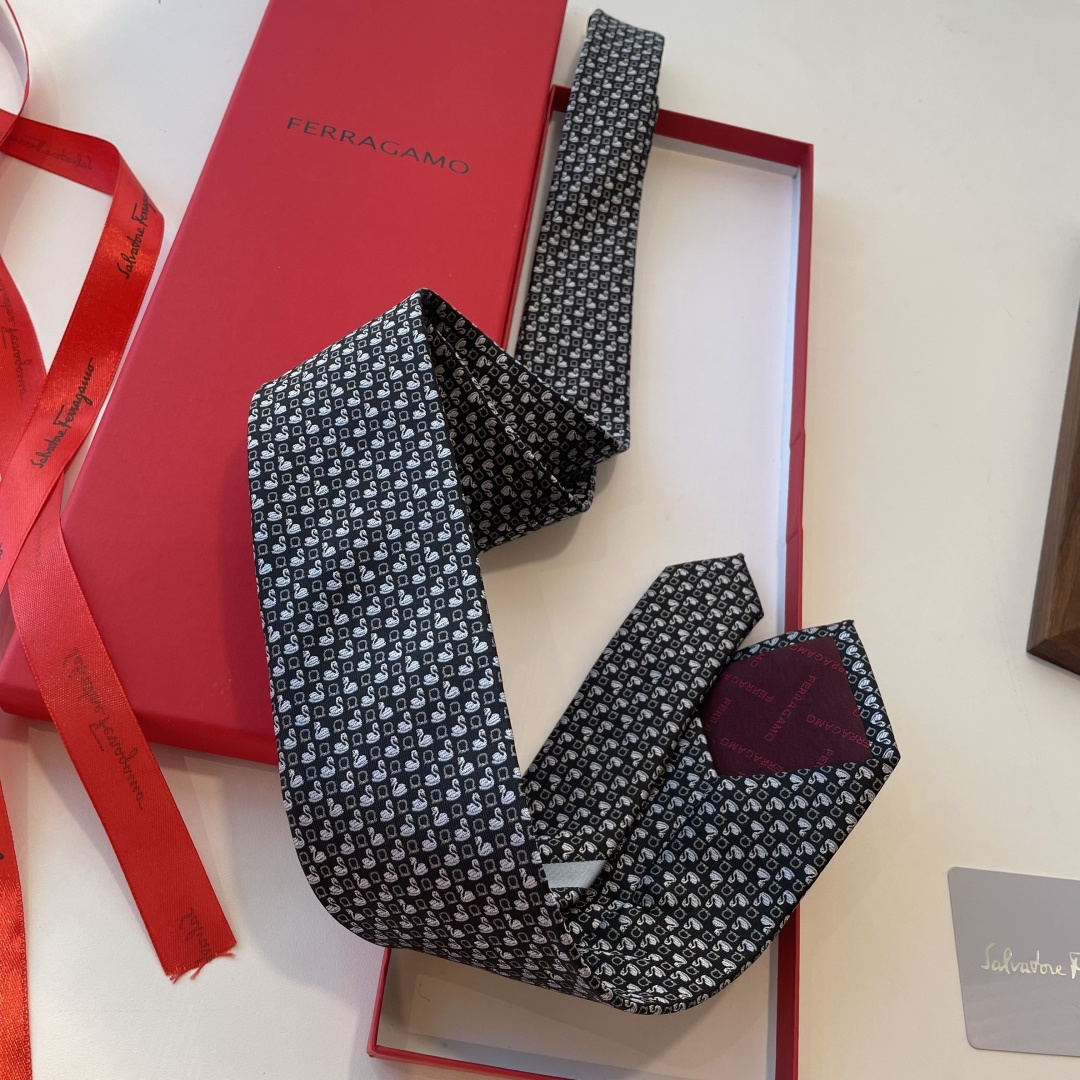 フェラガモ風 ネクタイ 結婚式 プレゼント 衣装 高級シルク調 光沢 ネイビー - 画像 9