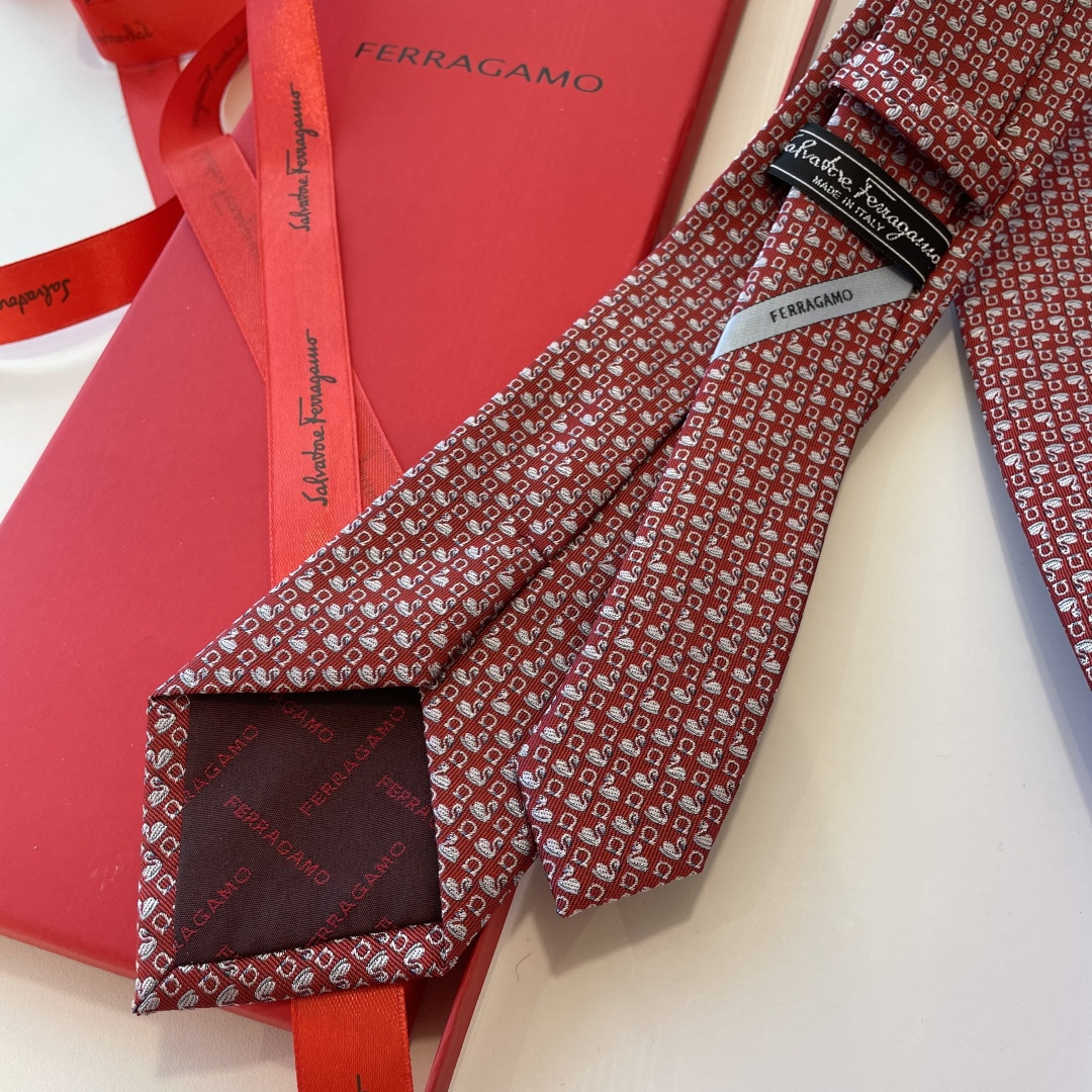 フェラガモ風 ネクタイ フェラガモ調 結婚式 ホスト 衣装 高級シルク調 光沢 シルキーレッド - 画像 4