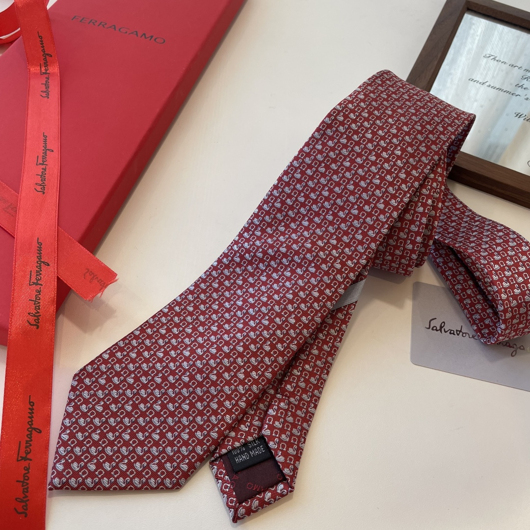 フェラガモ風 ネクタイ フェラガモ調 結婚式 ホスト 衣装 高級シルク調 光沢 シルキーレッド - 画像 5