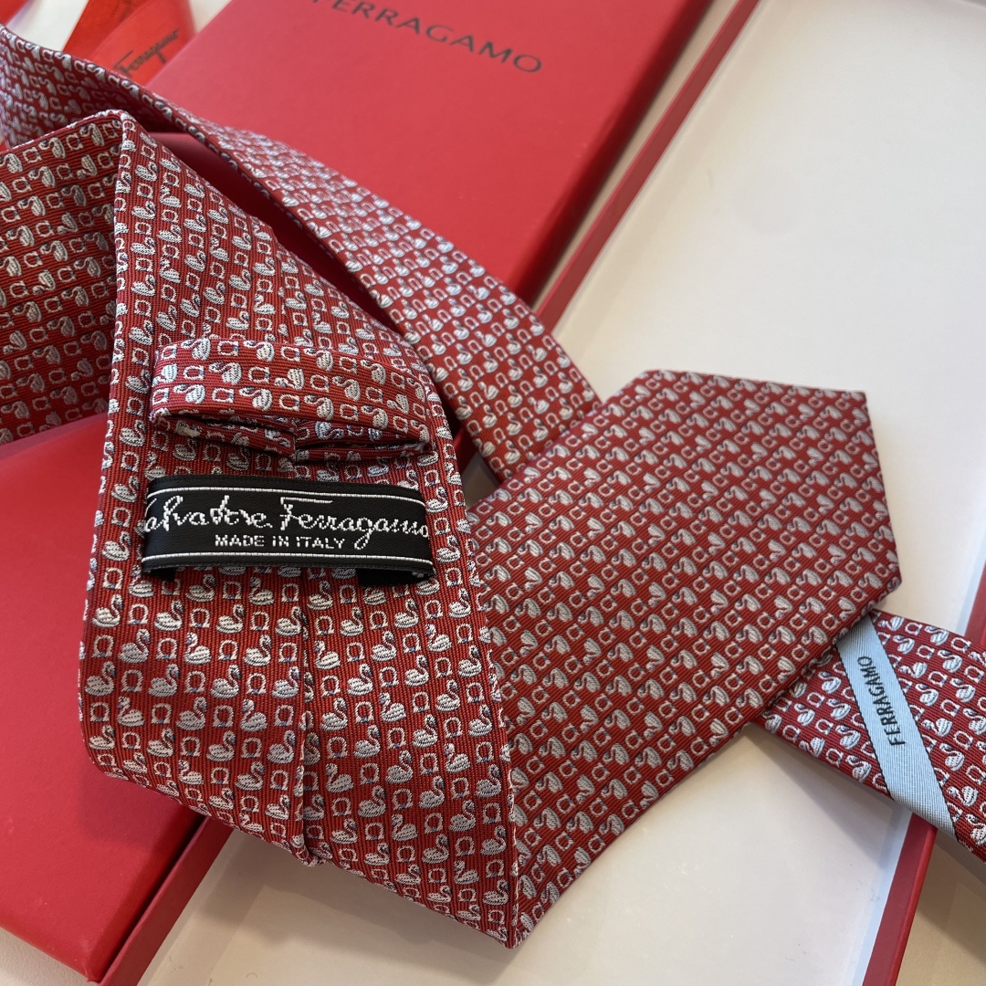 フェラガモ風 ネクタイ フェラガモ調 結婚式 ホスト 衣装 高級シルク調 光沢 シルキーレッド - 画像 7