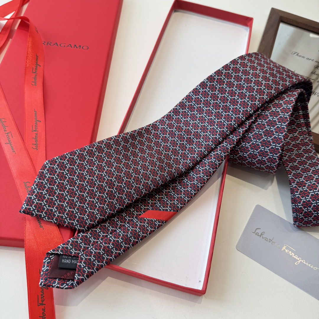 ガンチーニ柄 ネクタイ フェラガモ風 結婚式 ホスト 衣装 高級シルク調 光沢 レッド - 画像 7