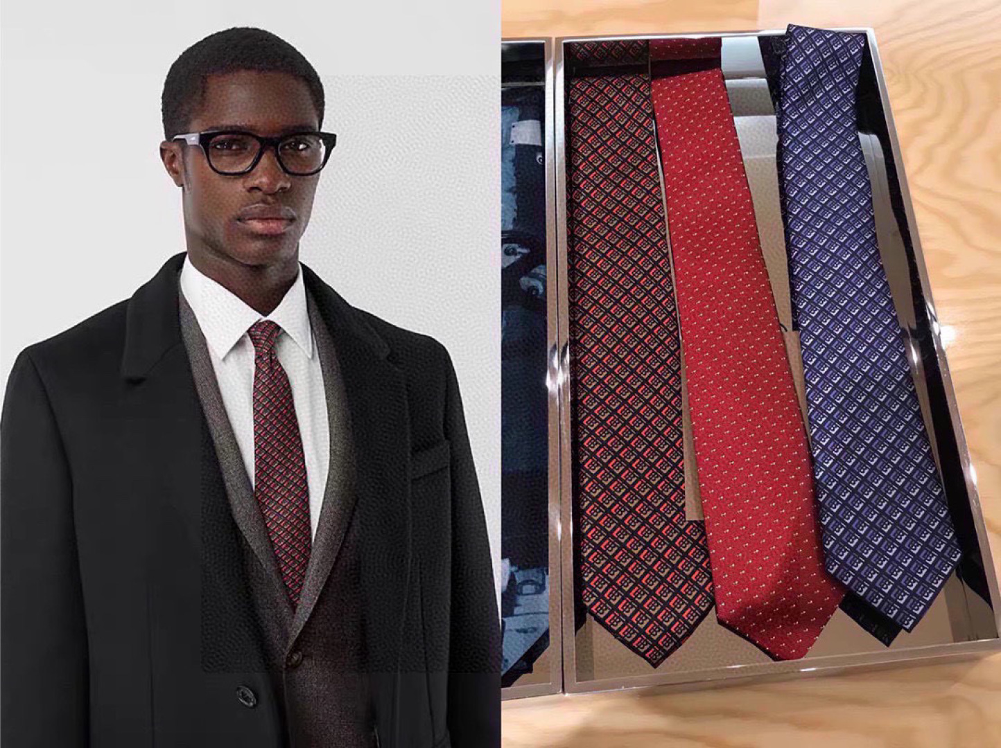 F柄 ネクタイ フェラガモ風 結婚式 ホスト 衣装 高級シルク調 光沢 レッド