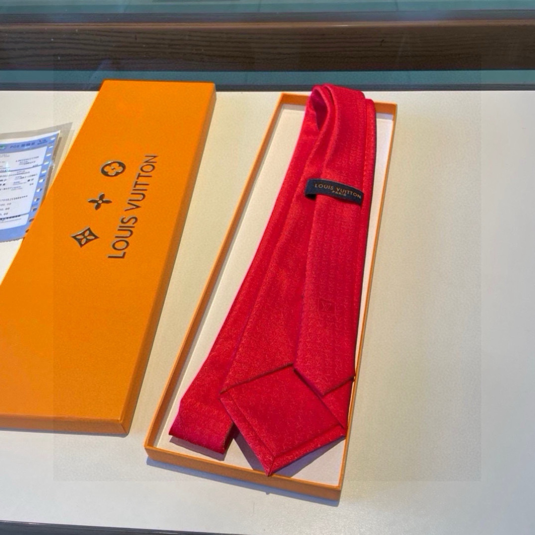 スカーフ柄 チェーン ネクタイ ハイブランド調 パーティ プレゼント 高級シルク調 光沢 大赤 - 画像 4