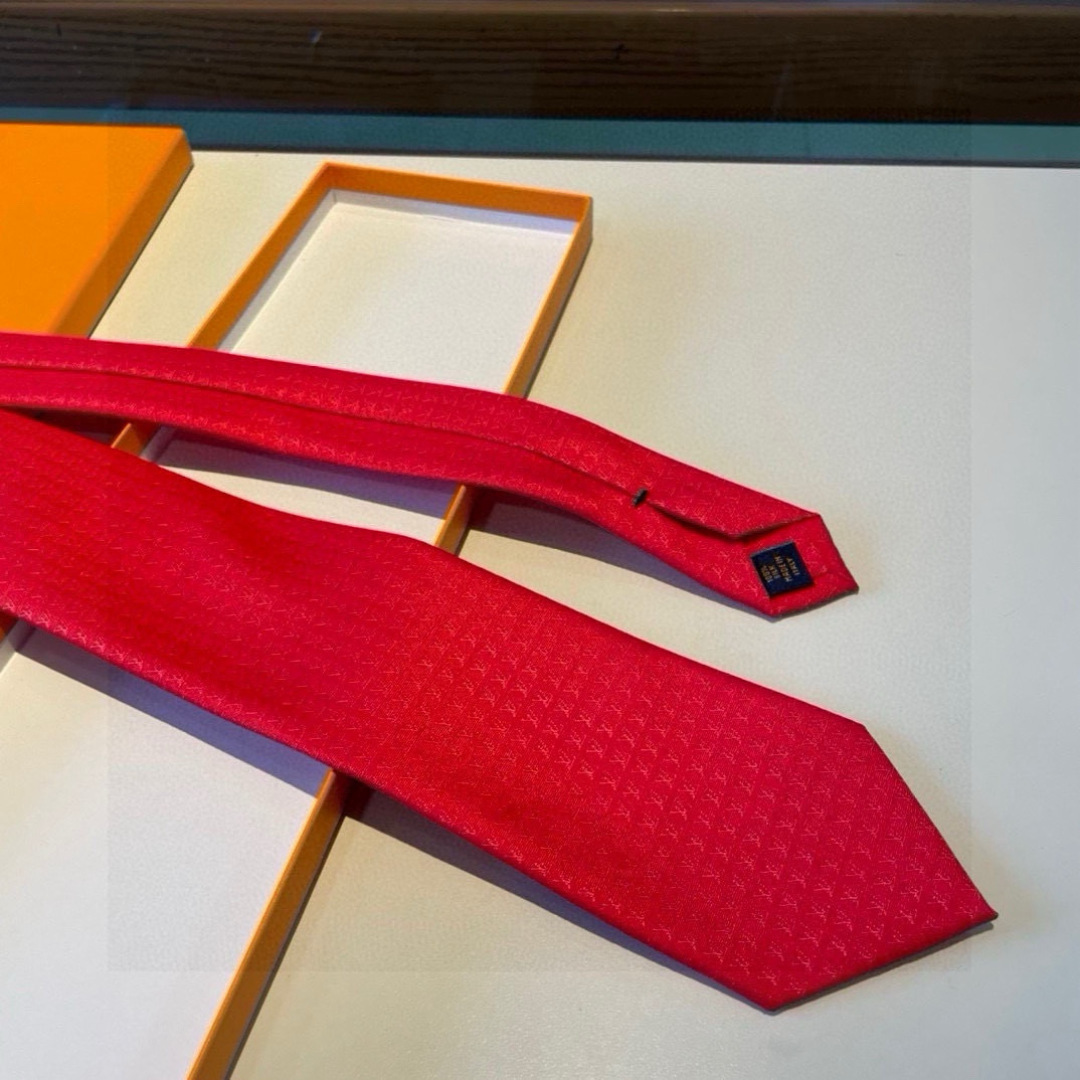 スカーフ柄 チェーン ネクタイ ハイブランド調 パーティ プレゼント 高級シルク調 光沢 大赤 - 画像 5