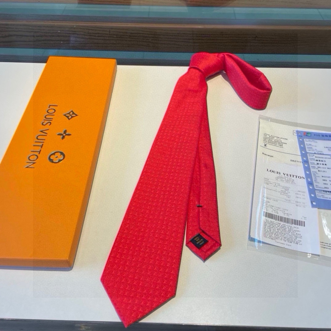 スカーフ柄 チェーン ネクタイ ハイブランド調 パーティ プレゼント 高級シルク調 光沢 大赤 - 画像 9