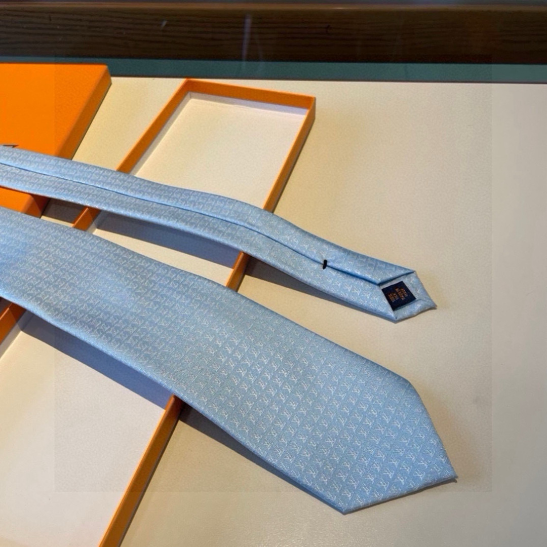 LV柄 ネクタイ ハイブランド調 プレゼント 衣装 100%シルク調 光沢 宝藍 - 画像 5