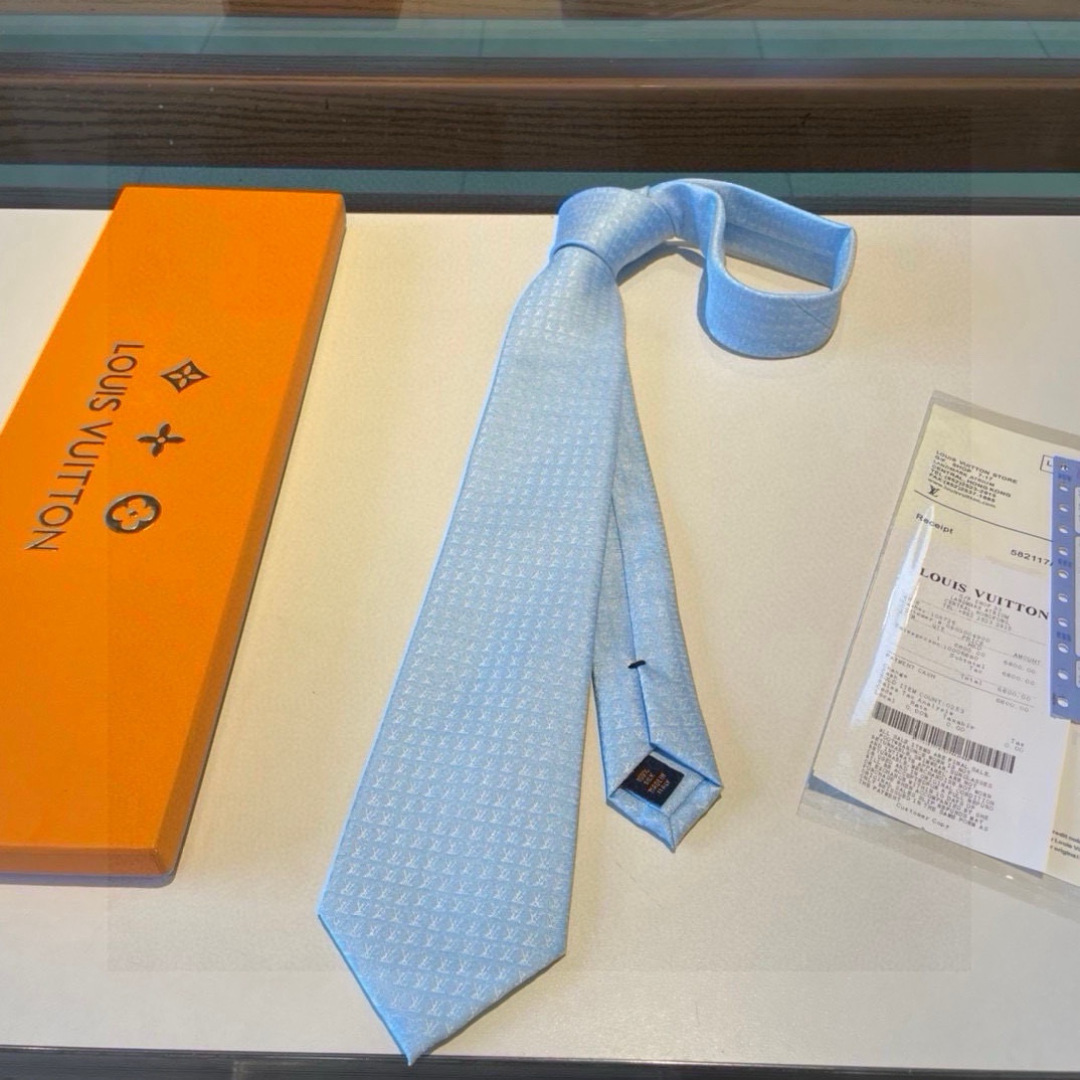 LV柄 ネクタイ ハイブランド調 プレゼント 衣装 100%シルク調 光沢 宝藍 - 画像 8