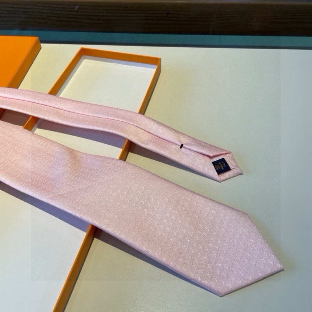 LV柄 ネクタイ ルイヴィトン調 結婚式 ホスト 衣装 高級シルク調 光沢 パステルピンク - 画像 5