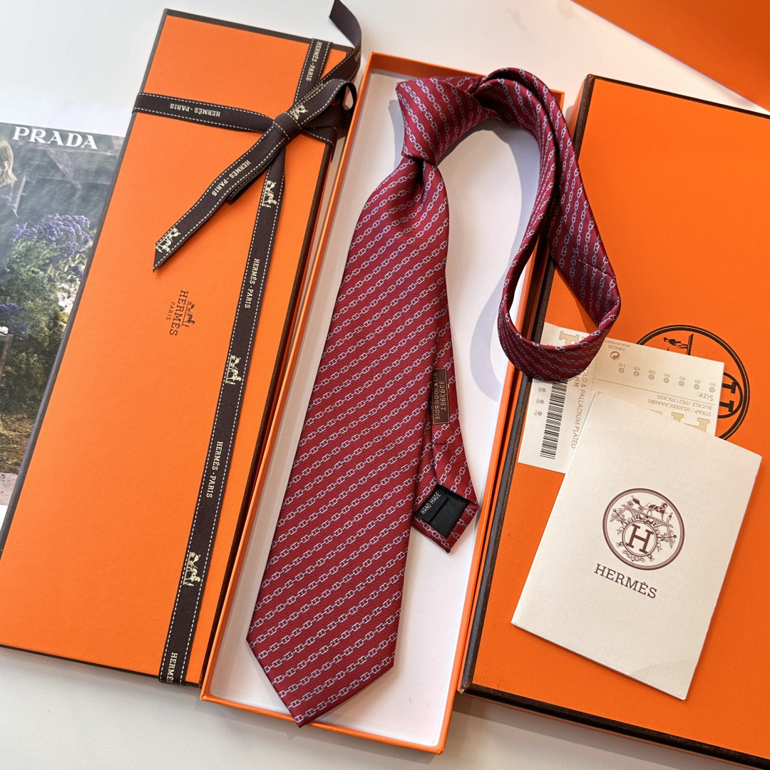 チェーン柄 ネクタイ ハイブランド調 シルク調 光沢 結婚式 ホスト パーティ プレゼント レッド - 画像 7