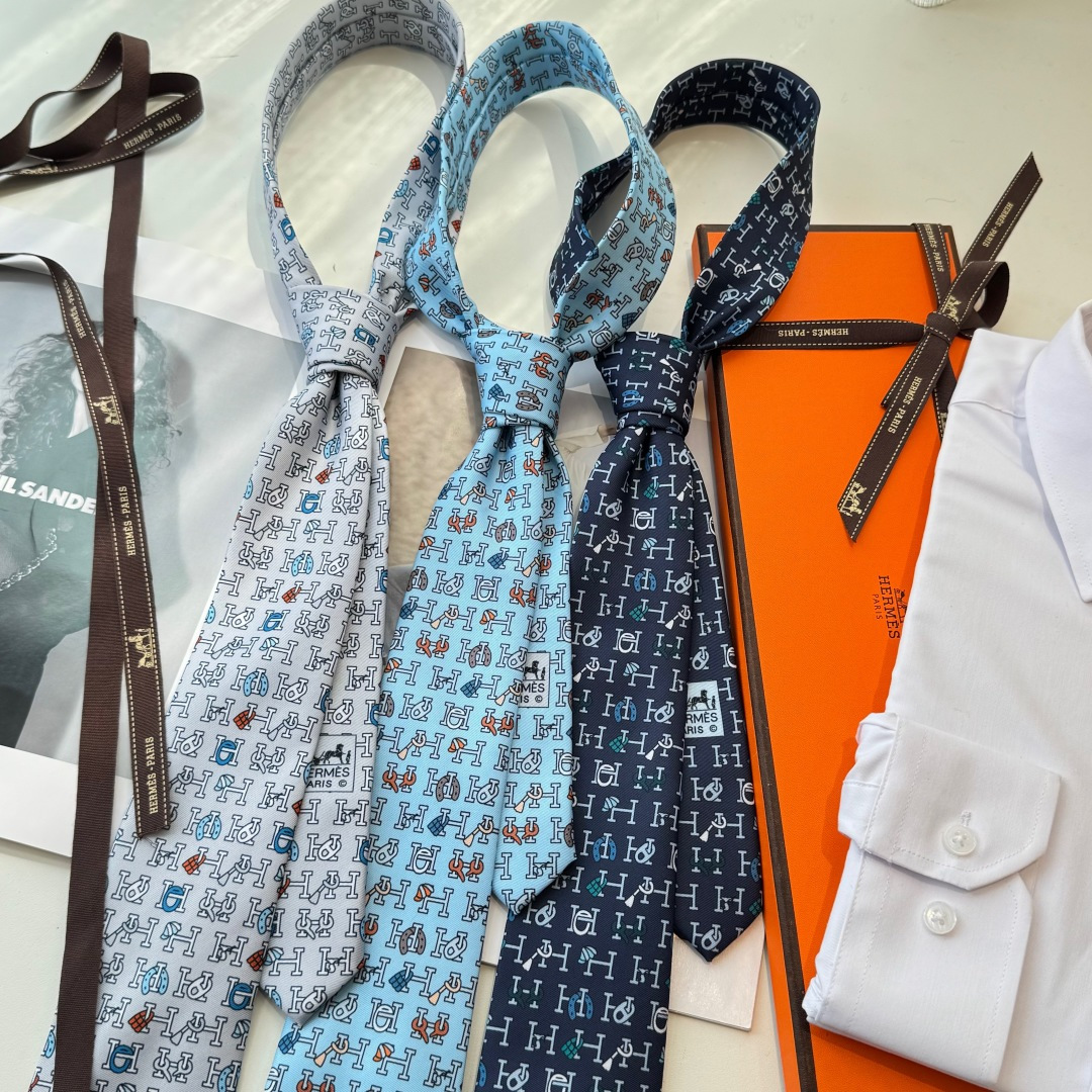 H柄 ネクタイ ハイブランド調 結婚式 ホスト 衣装 高級シルク調 光沢 グレー ライトブルー ネイビー