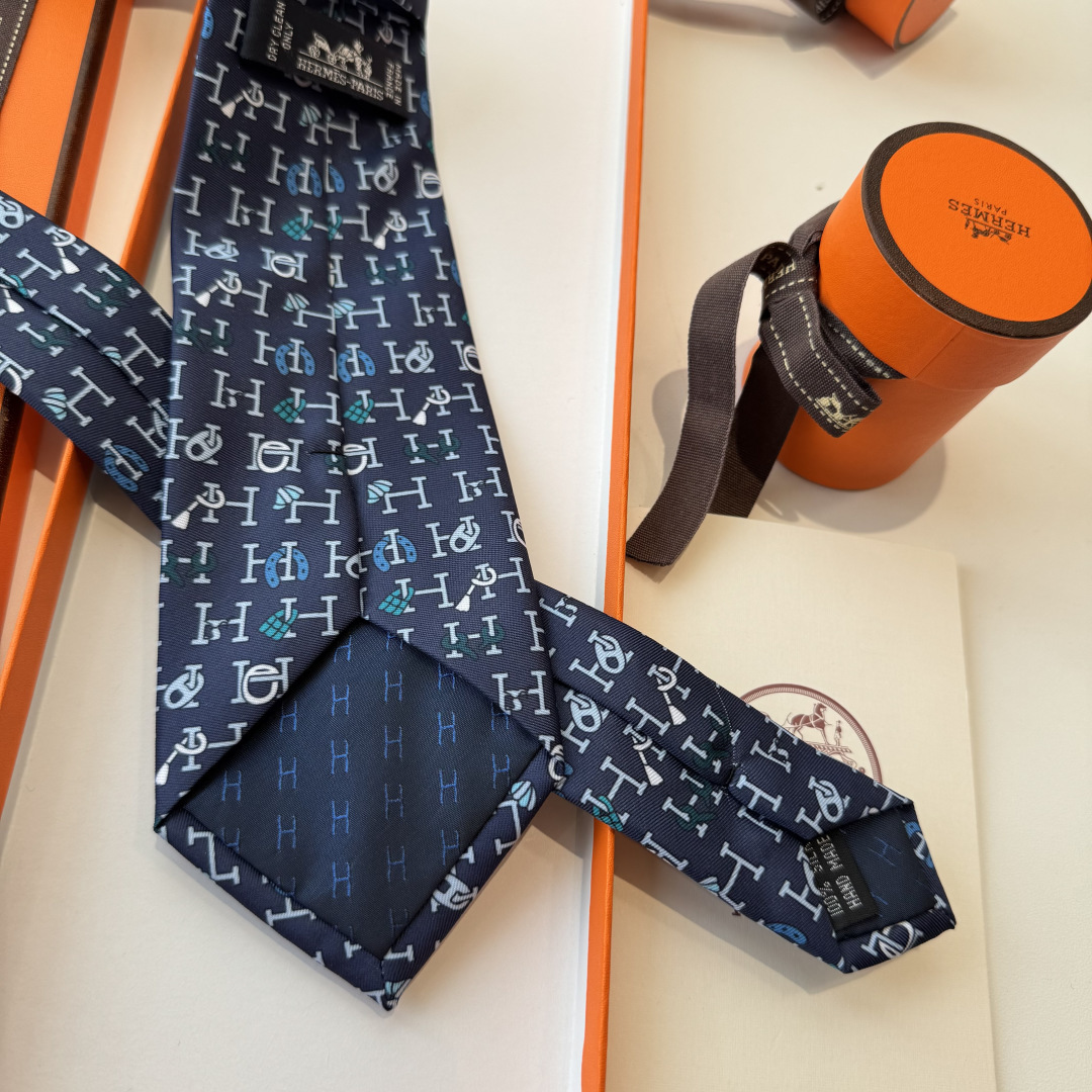 H織り ネクタイ ハイブランド調 結婚式 ホスト 衣装 高級シルク調 光沢 ネイビー - 画像 2