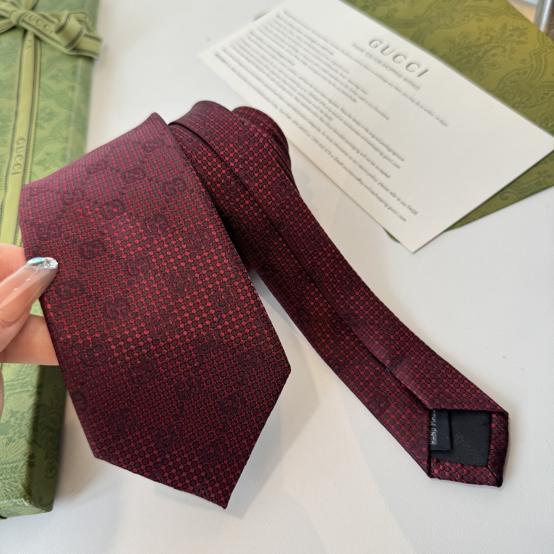 GG柄 ネクタイ グッチ風 結婚式 ホスト 衣装 高級シルク調 光沢 レッド - 画像 6