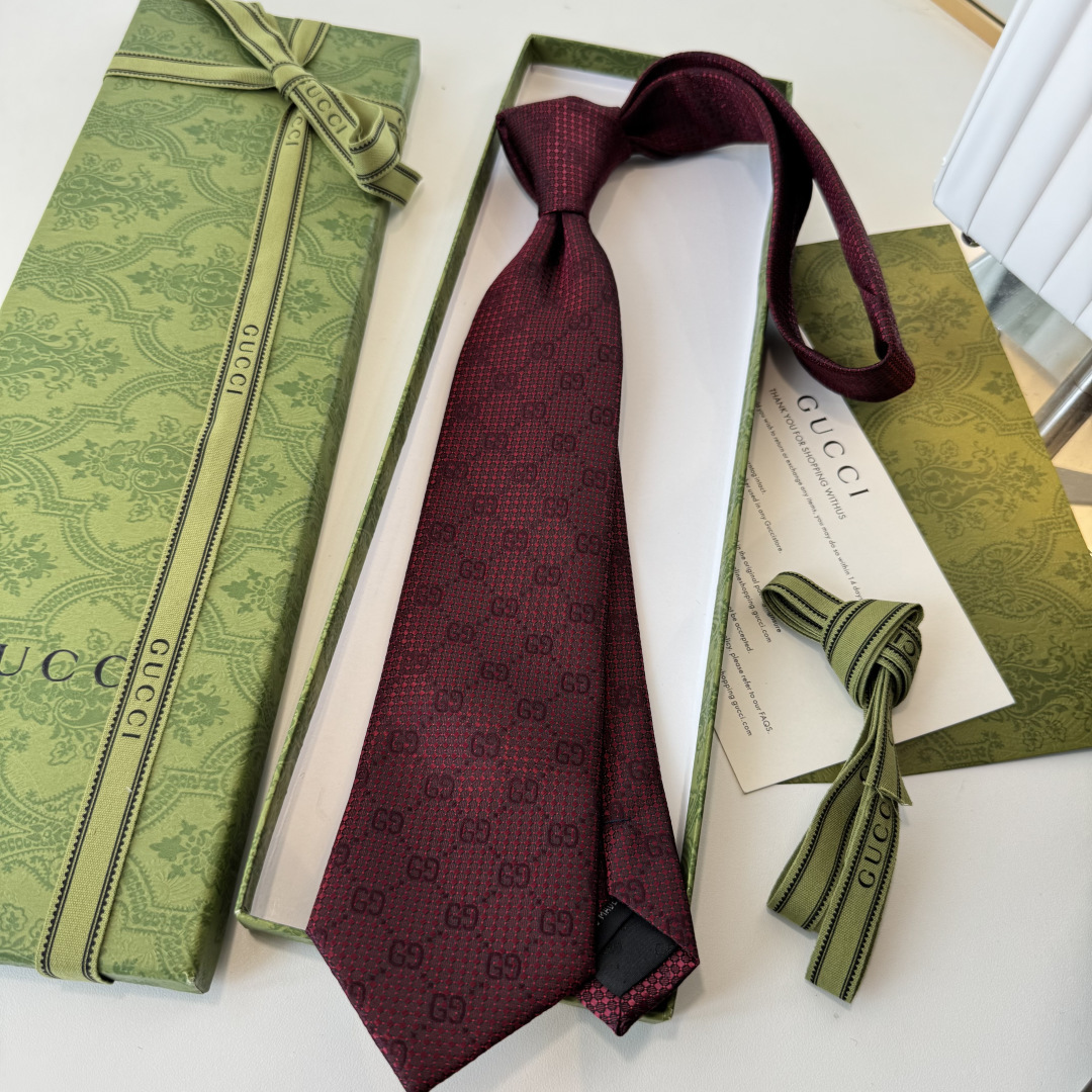 GG柄 ネクタイ グッチ風 結婚式 ホスト 衣装 高級シルク調 光沢 レッド - 画像 9