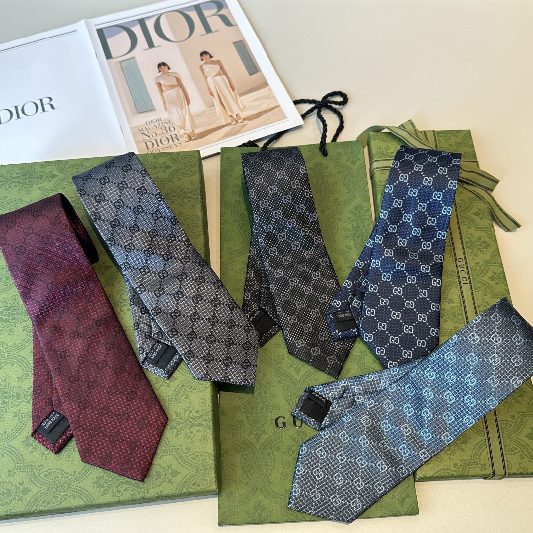 GG柄 ネクタイ ハイブランド調 結婚式 パーティ プレゼント 高級シルク調 光沢 ネイビー - 画像 4
