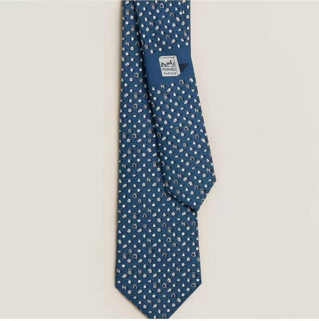 H織り ネクタイ ヘレズ風 プレゼント 衣装 高級シルク調 光沢 ネイビー