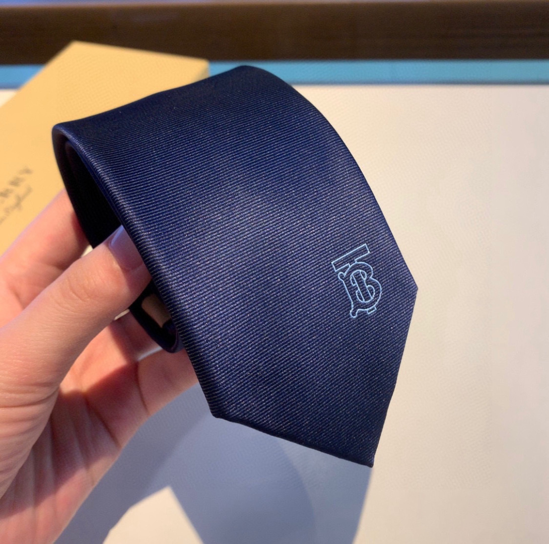 TBロゴ ネクタイ バーバリー風 結婚式 ホスト 衣装 高級シルク調 光沢 ネイビー
