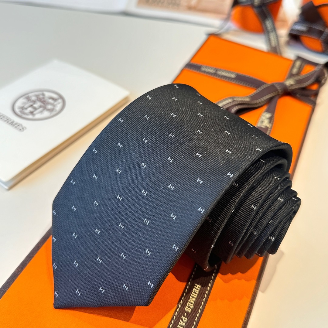 H織り ネクタイ ハイブランド調 結婚式 ホスト 衣装 高級シルク調 光沢 ネイビー