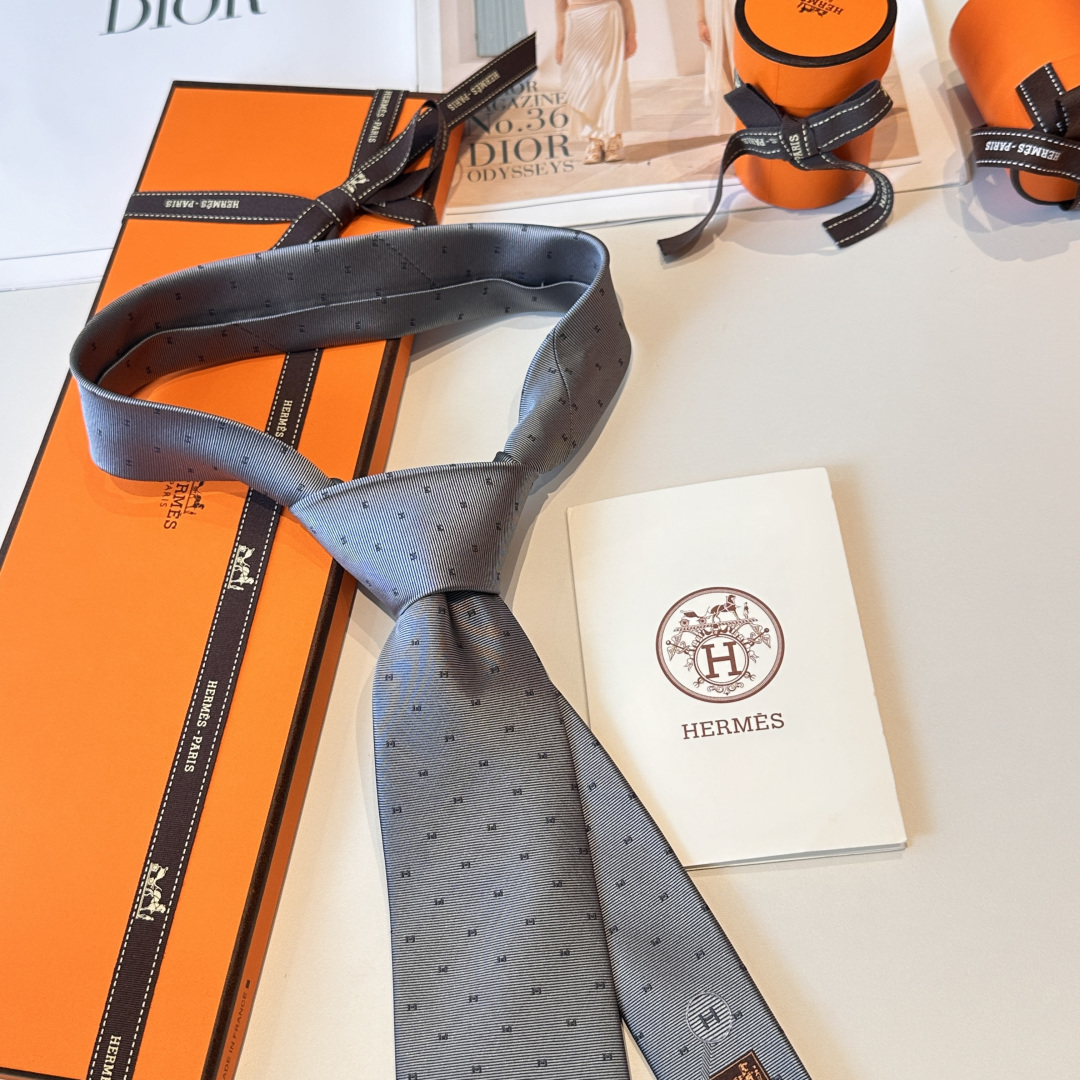 H柄 ネクタイ ハイブランド調 結婚式 ホスト 衣装 高級シルク調 光沢 グレー - 画像 9