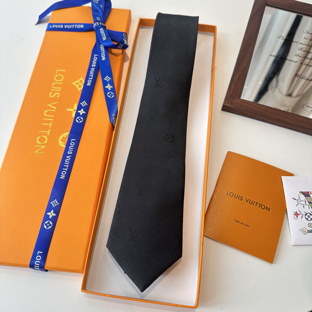 GG柄 ネクタイ ルイヴィトン調 結婚式 ホスト 衣装 高級シルク調 光沢 ブラック - 画像 2