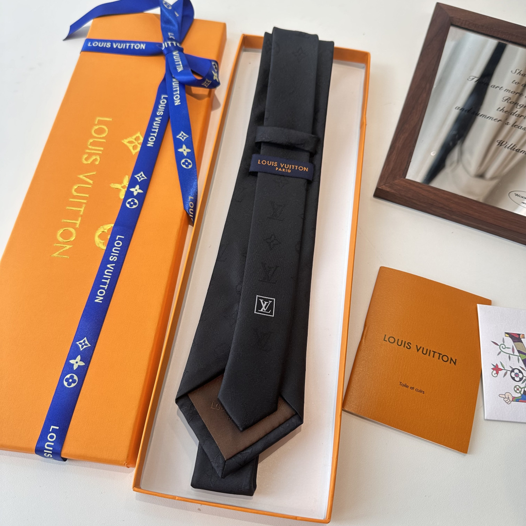 GG柄 ネクタイ ルイヴィトン調 結婚式 ホスト 衣装 高級シルク調 光沢 ブラック - 画像 3