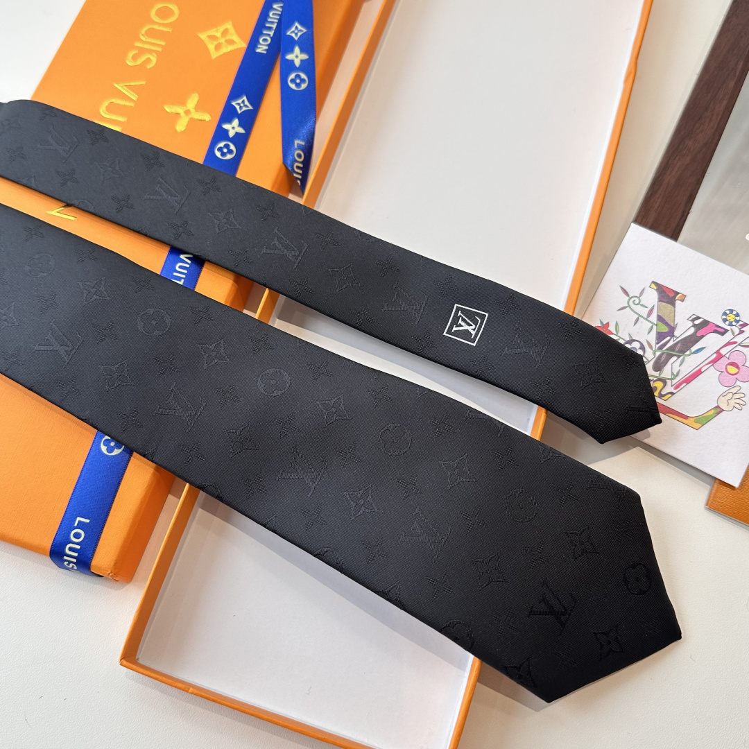 GG柄 ネクタイ ルイヴィトン調 結婚式 ホスト 衣装 高級シルク調 光沢 ブラック - 画像 4