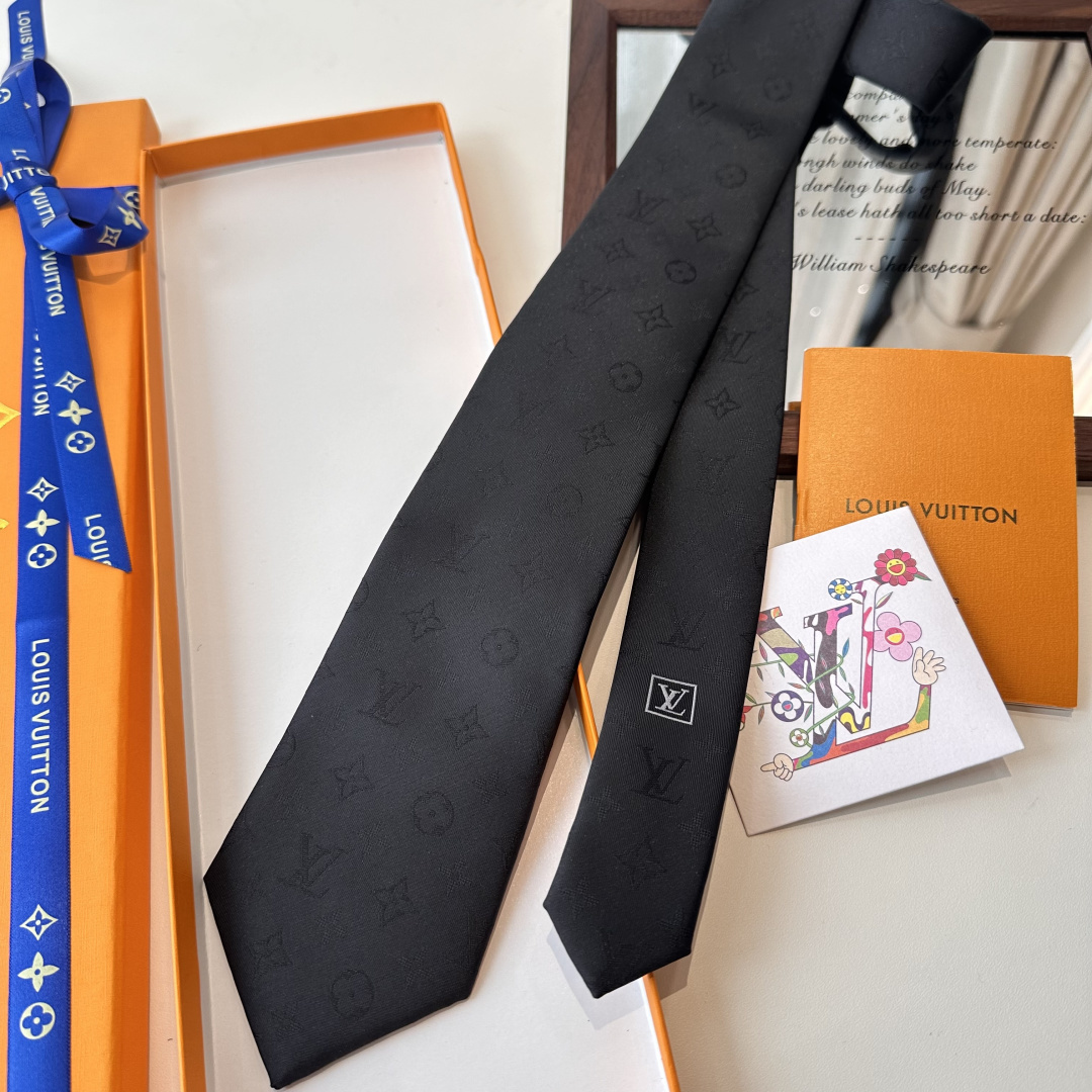 GG柄 ネクタイ ルイヴィトン調 結婚式 ホスト 衣装 高級シルク調 光沢 ブラック - 画像 5