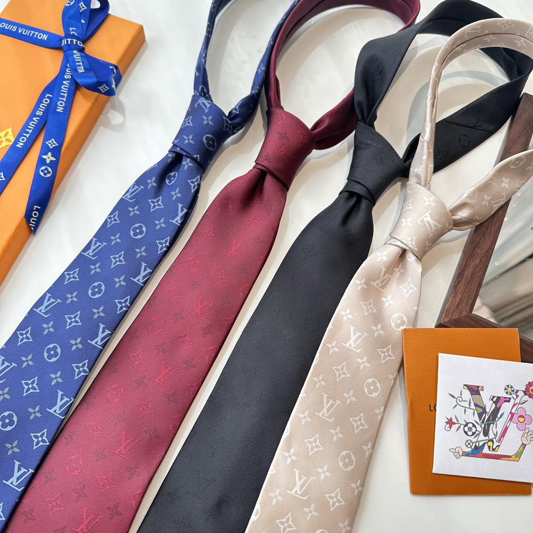 モノグラム柄 ネクタイ ルイヴィトン風 結婚式 ホスト 衣装 高級シルク調 光沢 ネイビー