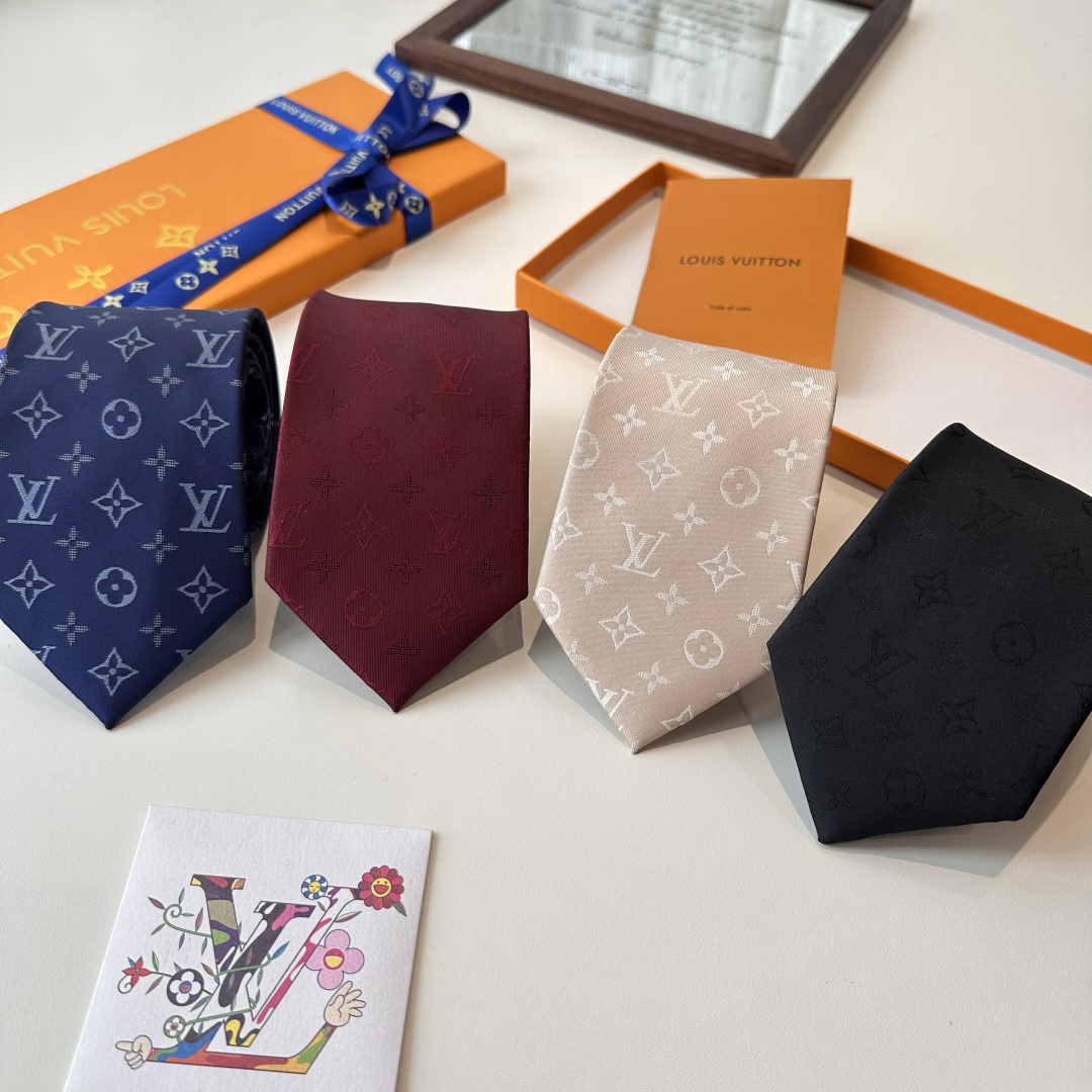 LV柄 ネクタイ ルイヴィトン風 結婚式 ホスト 衣装 高級シルク調 光沢 ネイビー
