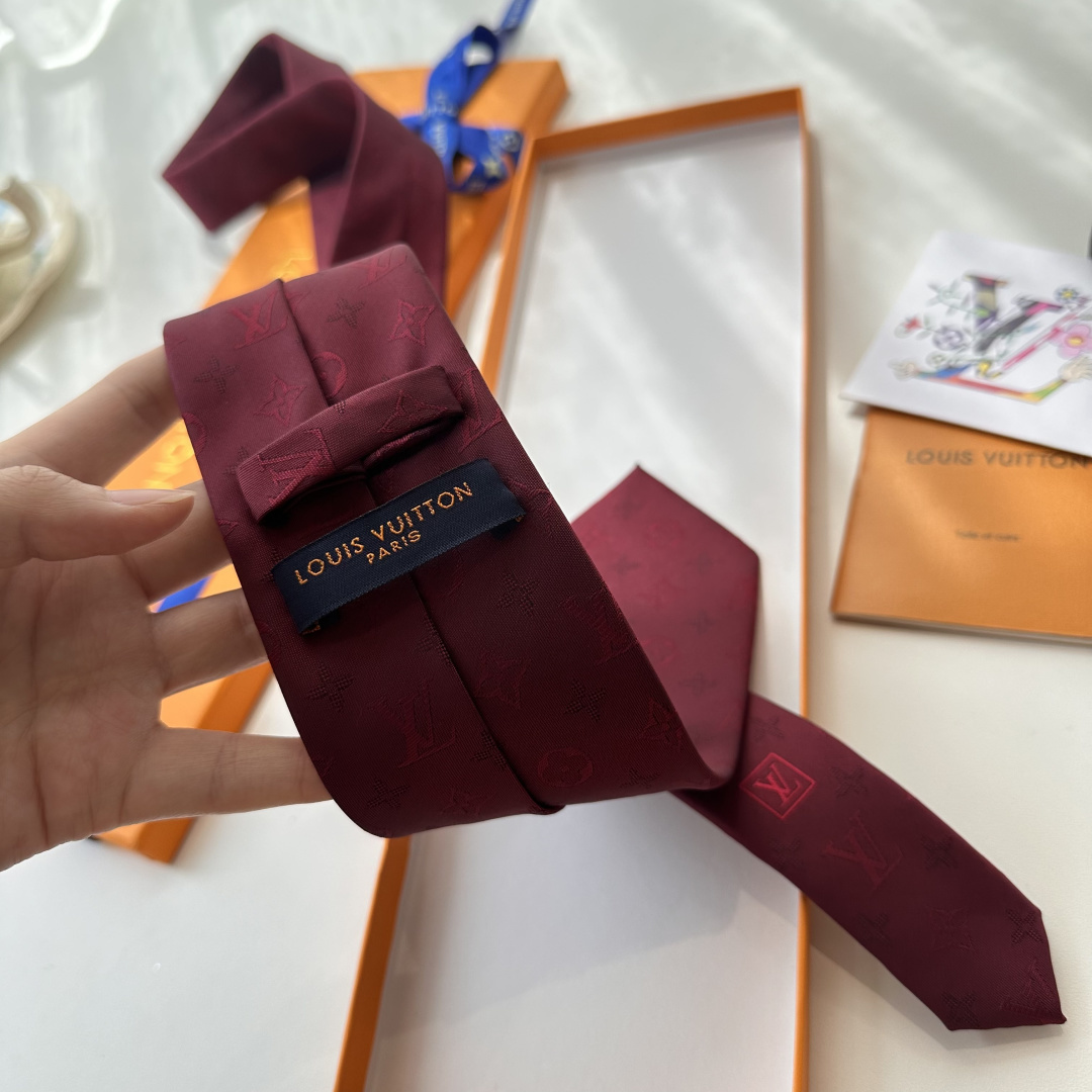 LV柄 ネクタイ ルイヴィトン風 結婚式 ホスト 衣装 高級シルク調 光沢 ネイビー - 画像 2