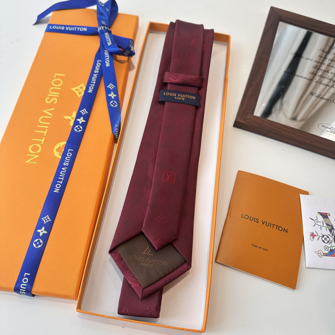 LV柄 ネクタイ ルイヴィトン風 結婚式 ホスト 衣装 高級シルク調 光沢 ネイビー - 画像 4