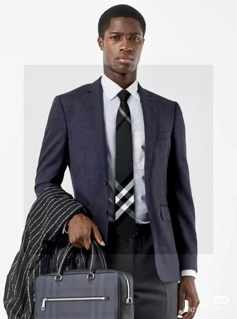 ダミエ風 ネクタイ バーバリー調 結婚式 ホスト 衣装 高級シルク調 光沢 ネイビー