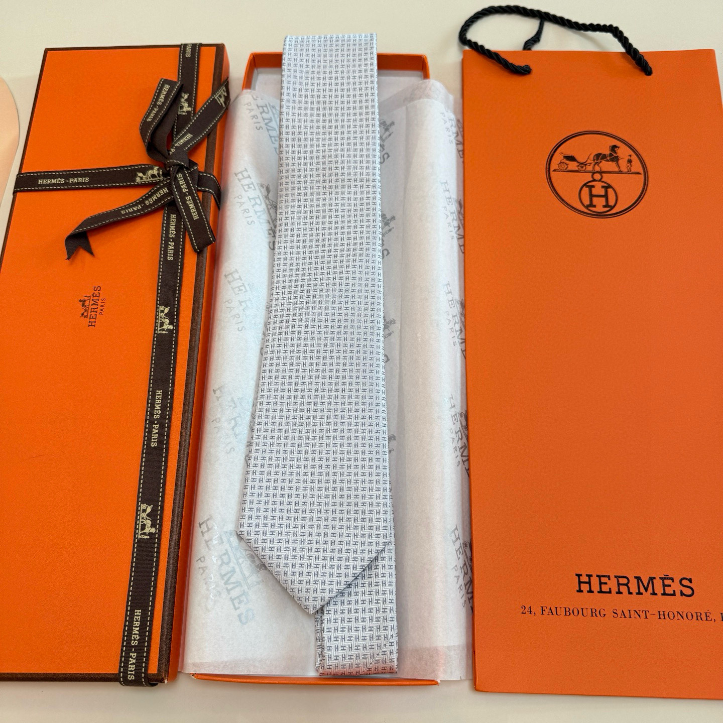 H織り ネクタイ ハイブランド調 結婚式 ホスト 衣装 高級シルク調 光沢 水色 - 画像 4